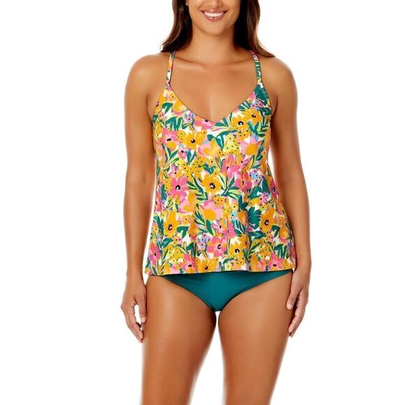 Anne Cole Women's Easy Triangle Tankini Swim‎ Top sz XL Sunshine floral NWT - Picture 4 of 7